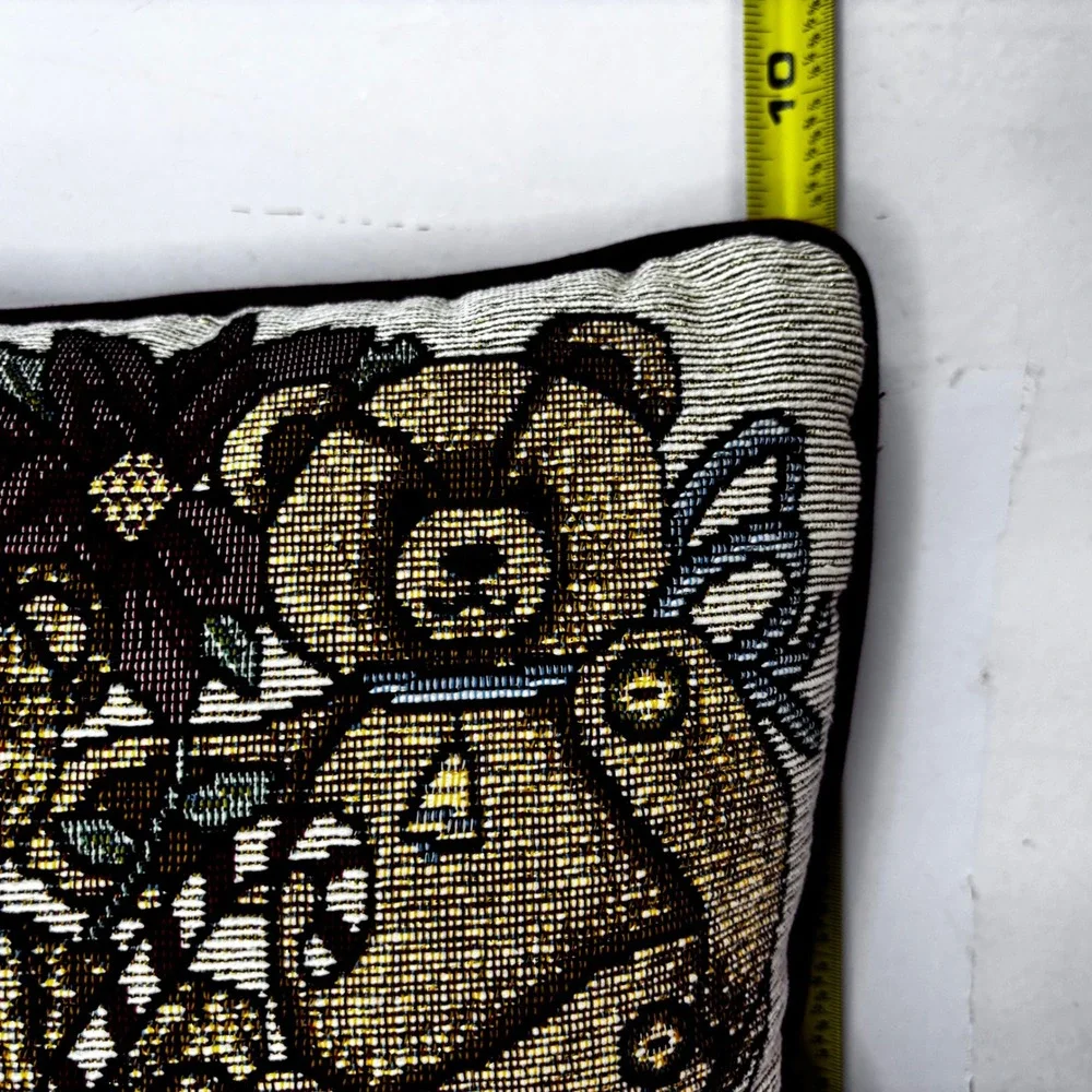 Vintage Christmas Teddy Bear Tapestry Throw Pillow Merry Christmas Decor 13x10